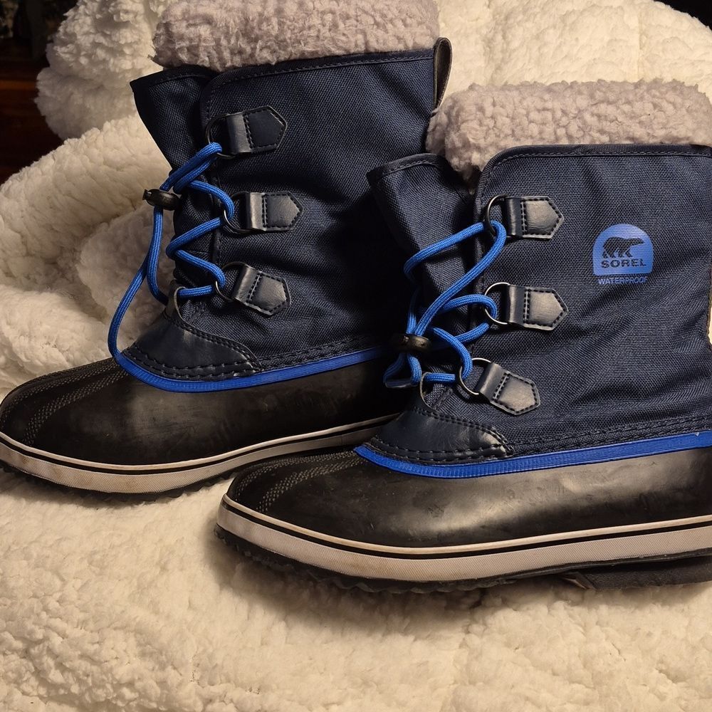 Sorel Yoot Pac Men's Size 6 Blue and Black Nylon Rubber Ducks Boots